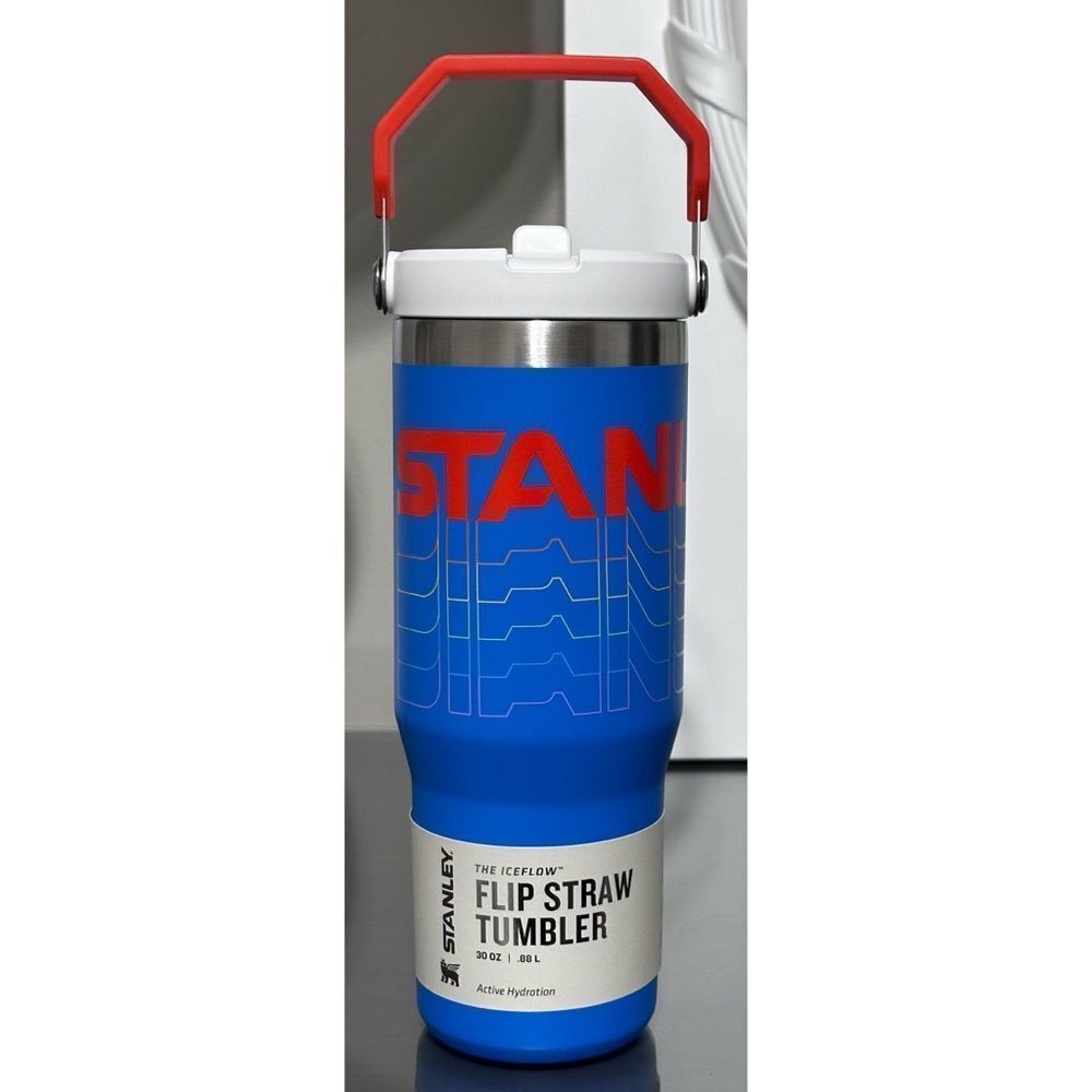 Stanley Ice Flow Flip Straw Tumbler 30oz, AZURE BLUE REVERB - Picture 1 of 4